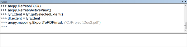 Scrren capture of ExportToPDF results in Python window Scrren capture of ExportToPDF results in Python window