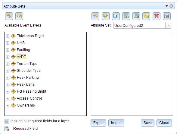 Attribute Sets dialog box Attribute Sets dialog box
